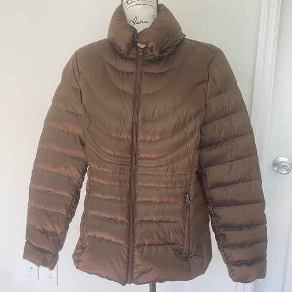 a.n.a Down Puffer Jacket Packable Hooded Bronze Brown Sz XL Winter Versatile - Picture 2 of 15